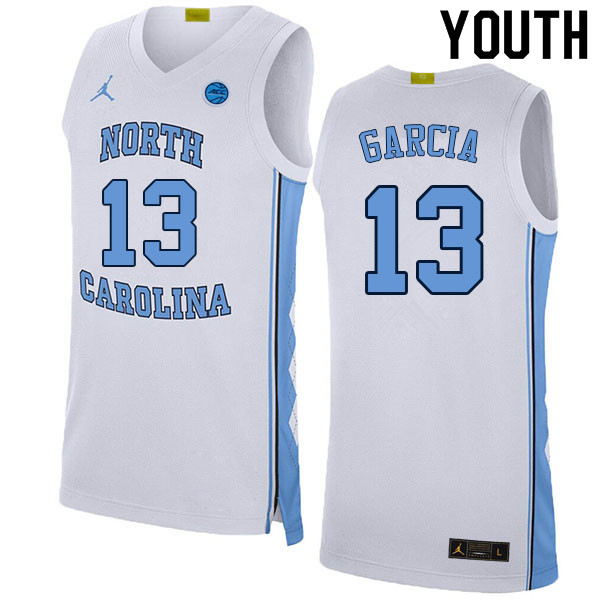 Youth #13 Dawson Garcia North Carolina Tar Heels College Basketball Jerseys Sale-White